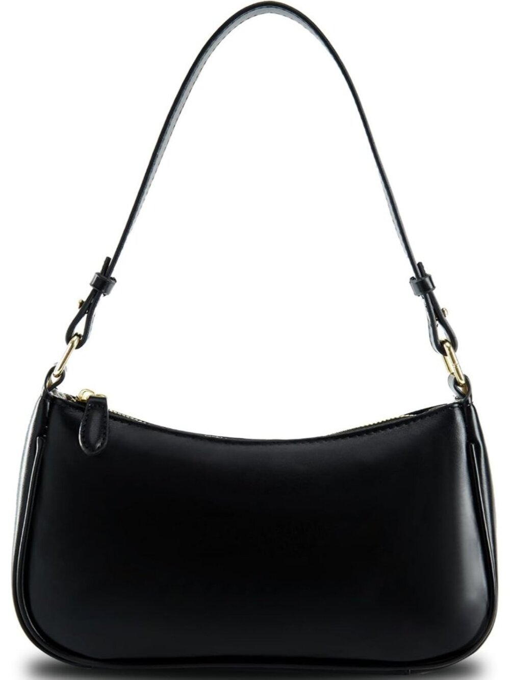Women's Black Crescent Vegan Leather Tote Clutch With 2 Straps Shoulder Bag